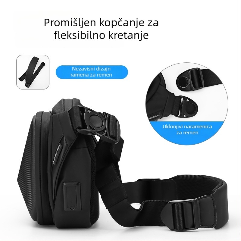 Van Ryan 5131 Muška torba za prsa, Oxford materijal, zatvaranje zipom, horizontalni kvadratni oblik, unutarnji džepovi (džep za laptop, džep za telefon)