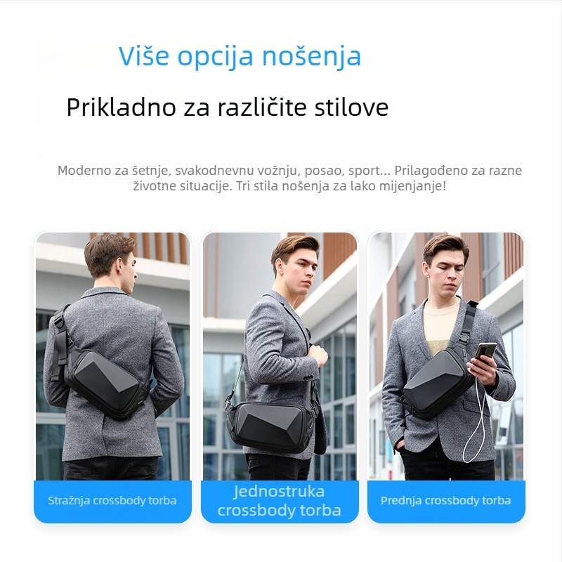 Van Ryan 5131 Muška torba za prsa, Oxford materijal, zatvaranje zipom, horizontalni kvadratni oblik, unutarnji džepovi (džep za laptop, džep za telefon)
