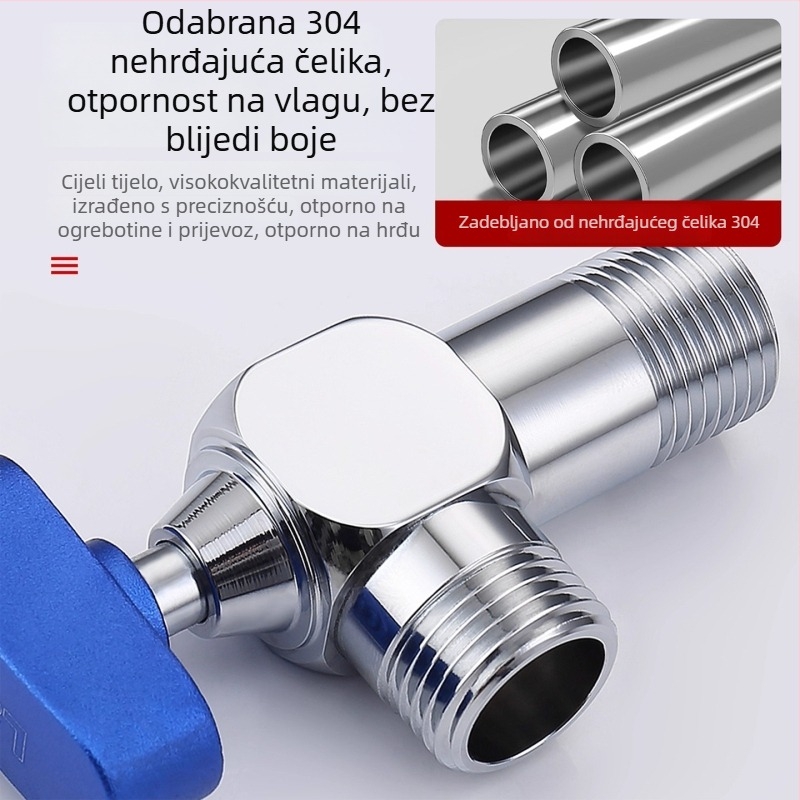 Uglovni ventil, 304 nehrđajući čelik, okretna ugradnja, za sustav tople vode, neto težina 150 g