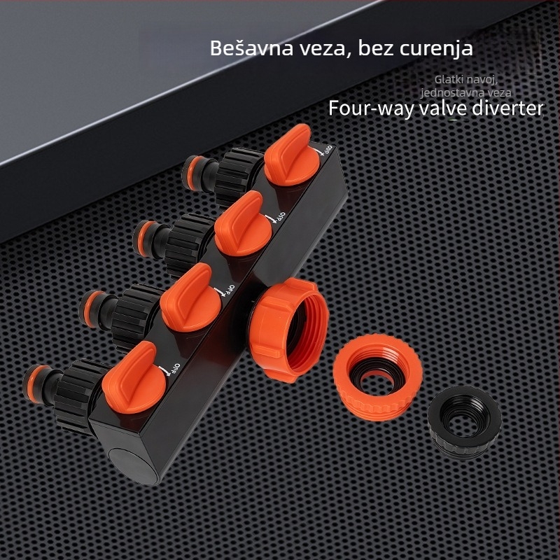 Četverostruki vodovodni razvodnik s prekidačem i brzim priključkom, ulaz 1, izlaza 4, za poljoprivredno navodnjavanje