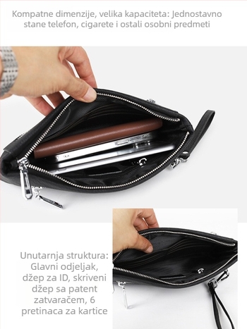 RuiBLI muška clutch torba, prava koža, prvi sloj teleće kože, jednobojna, podstava od poliester, dizajn smanjenja opterećenja
