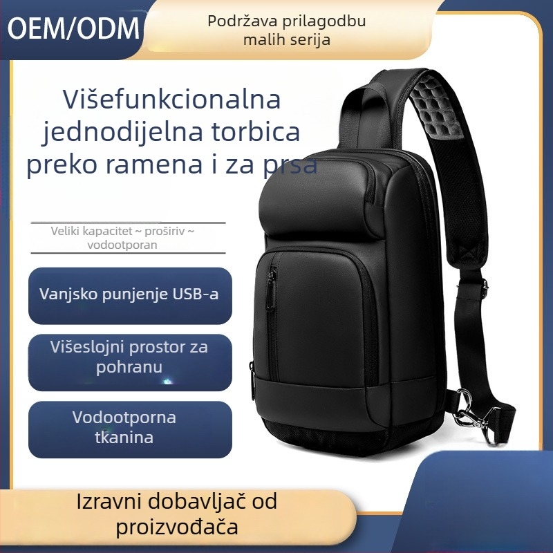 Muška torbica za prsni dio crossbody — vodootporni PVC, marka Sheen, stil poslovna putovanja
