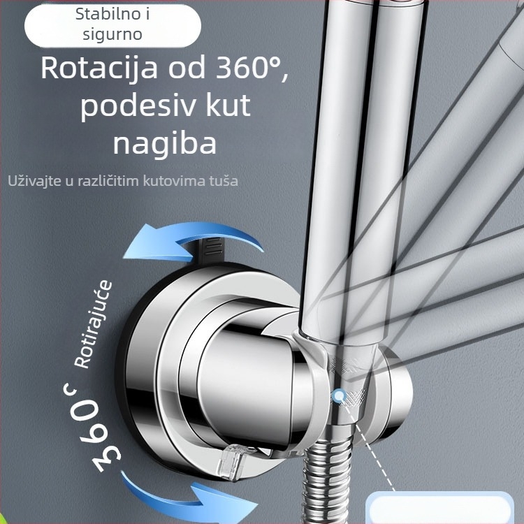 Držač za tuš s usisnom čašom, univerzalni, montaža ljepilom, LR-XP02, ABS
