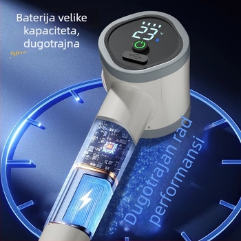 Prijenosni električni tuš – ABS tijelo, montaža pomoću usisne čašice, kontrola temperature, LED svjetlo, automatsko punjenje (Model 6411KT)