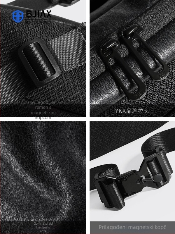 Muška kožna crossbody torba velikog kapaciteta, urbanog jednostavnog stila, koža prvog sloja, vodootporna, Bjiax brend, podstava poliester