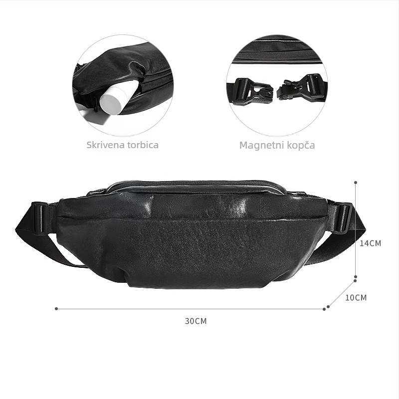 Muška kožna crossbody torba velikog kapaciteta, urbanog jednostavnog stila, koža prvog sloja, vodootporna, Bjiax brend, podstava poliester