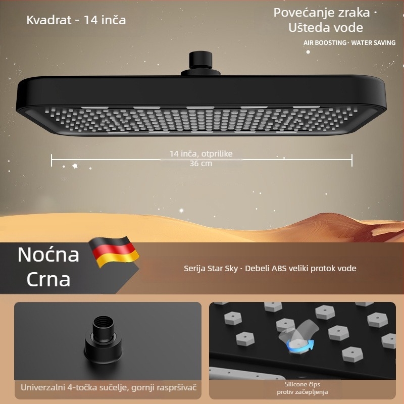 Tuš glava s gornjim raspršivanjem, funkcija kiše, ABS, model H31, navojno spojenje