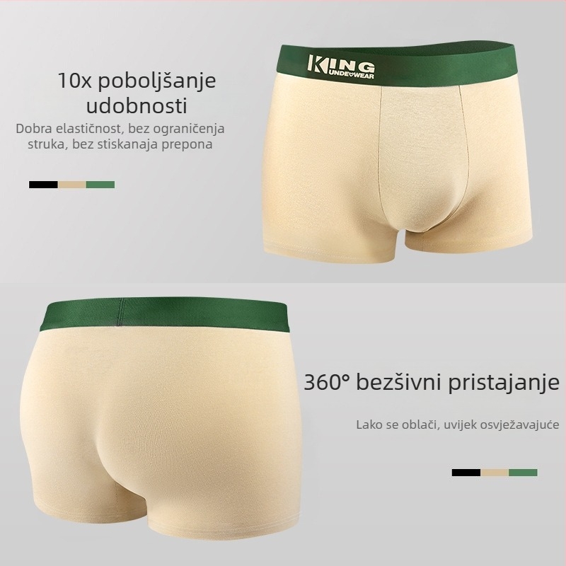 Muške pamuk bokserice – prozračne, antibakterijske, srednji pojas, prepona podstava od viskoze