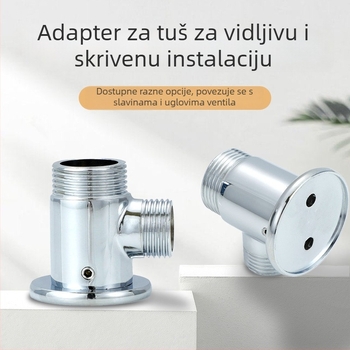 Tuš konverzijski adapter s miješkim ventilom i površinski montiranom temeljem | Materijali: legura / bakar / nehrđajući čelik | Moderan minimalistički stil