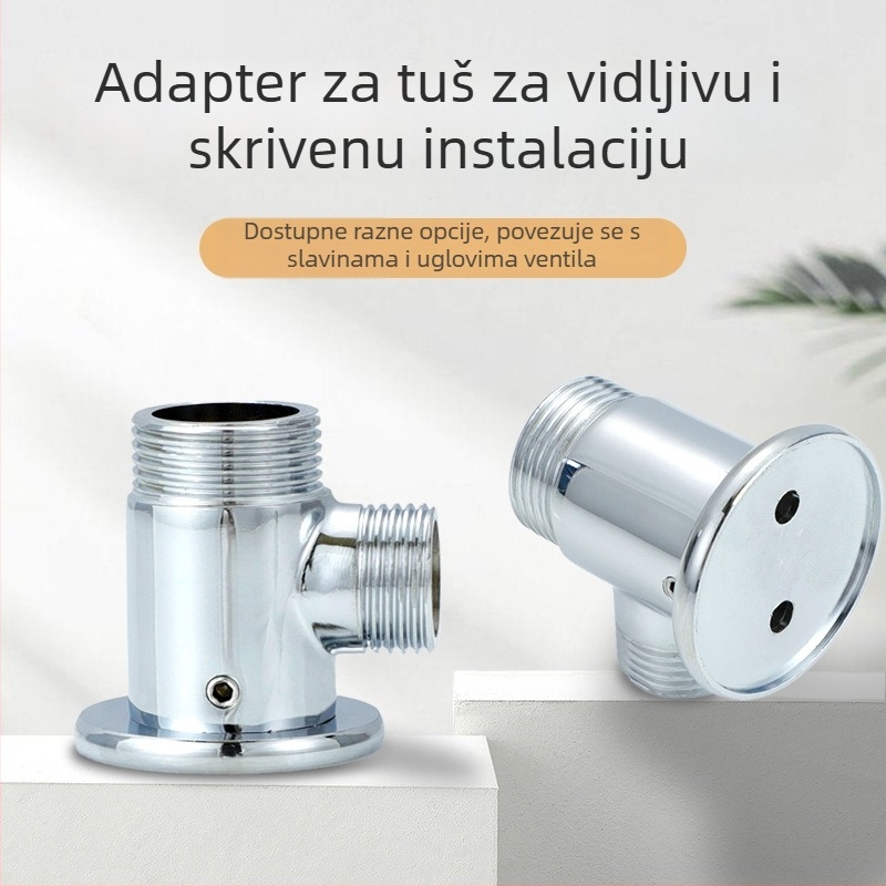 Tuš konverzijski adapter s miješkim ventilom i površinski montiranom temeljem | Materijali: legura / bakar / nehrđajući čelik | Moderan minimalistički stil