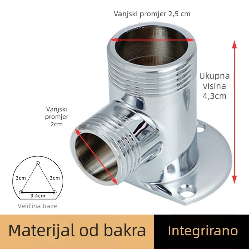 Tuš konverzijski adapter s miješkim ventilom i površinski montiranom temeljem | Materijali: legura / bakar / nehrđajući čelik | Moderan minimalistički stil