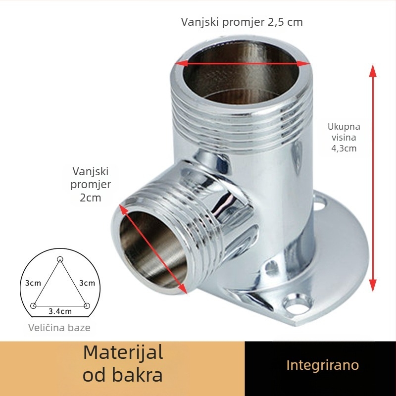 Tuš konverzijski adapter s miješkim ventilom i površinski montiranom temeljem | Materijali: legura / bakar / nehrđajući čelik | Moderan minimalistički stil
