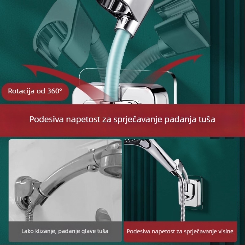 ABS držač za tuš, montaža bez bušenja, elektroplakirani završetak, model LJ-WXZJ001, izlaz vode: miješani tip