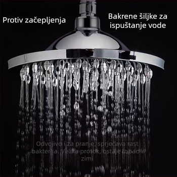 Nerđajući čelična glava tuša s gornjim raspršivanjem, kišni način, velike otvore za sprječavanje začepljenja vode, navojni priključak, maksimalna temperatura 100°C, 1.0 MPa