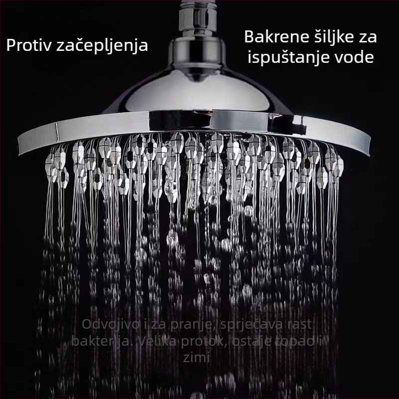 Nerđajući čelična glava tuša s gornjim raspršivanjem, kišni način, velike otvore za sprječavanje začepljenja vode, navojni priključak, maksimalna temperatura 100°C, 1.0 MPa