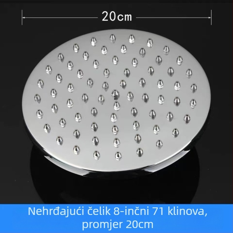 Nerđajući čelična glava tuša s gornjim raspršivanjem, kišni način, velike otvore za sprječavanje začepljenja vode, navojni priključak, maksimalna temperatura 100°C, 1.0 MPa