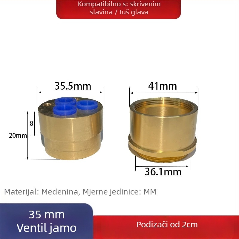Skrivena produžna šipka za jezgru tuš ventila – za zidni mješalicu – mesing, dodatak za podizanje, moderni stil jednostavnosti