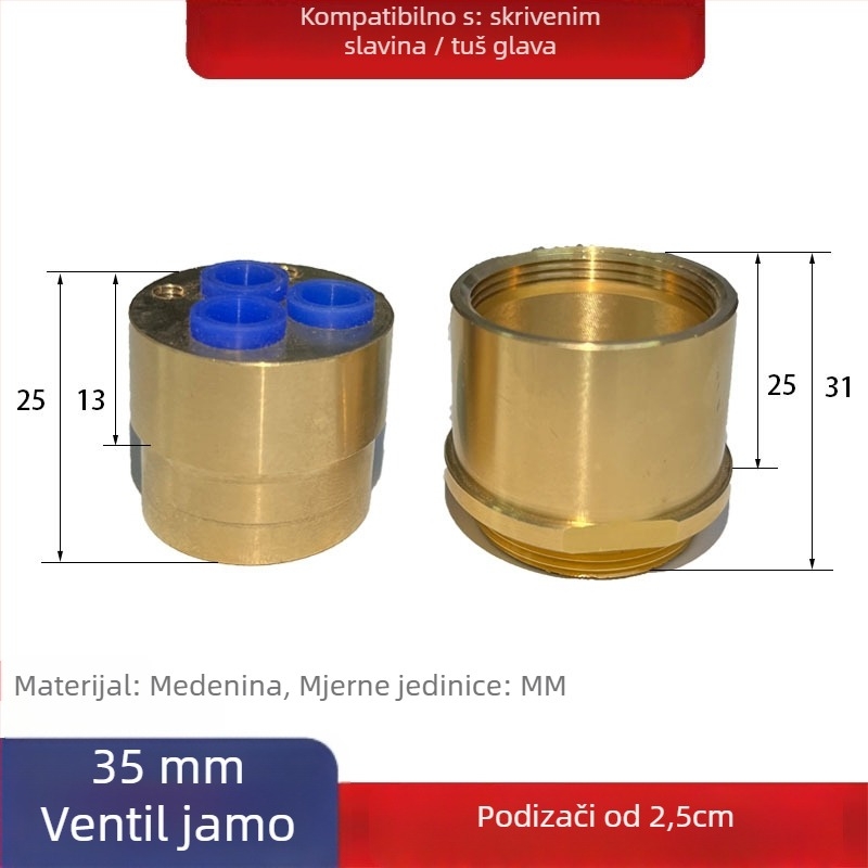 Skrivena produžna šipka za jezgru tuš ventila – za zidni mješalicu – mesing, dodatak za podizanje, moderni stil jednostavnosti