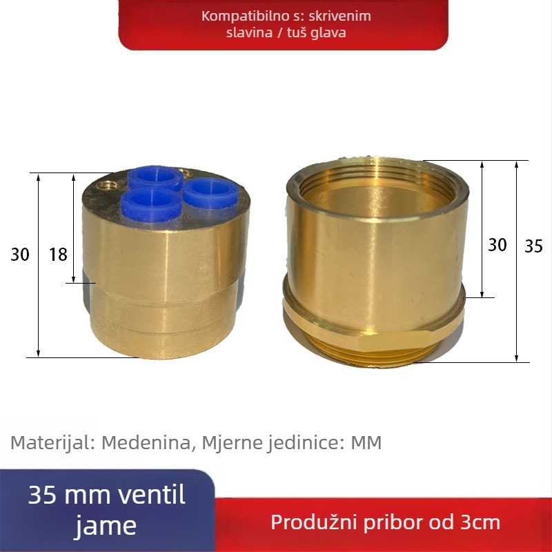 Skrivena produžna šipka za jezgru tuš ventila – za zidni mješalicu – mesing, dodatak za podizanje, moderni stil jednostavnosti