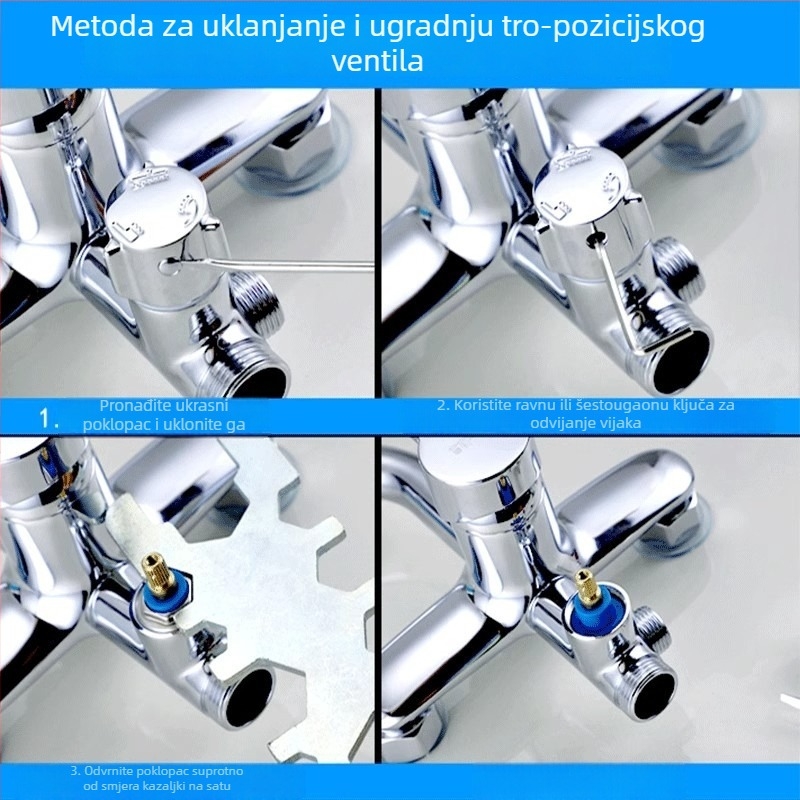 Jezgra ventila za tuš rasdjelnik – 2/3/4 stupnja miješanja tople i hladne vode, 90° okret, trajanje 3–5 godina, kompatibilan s tušem
