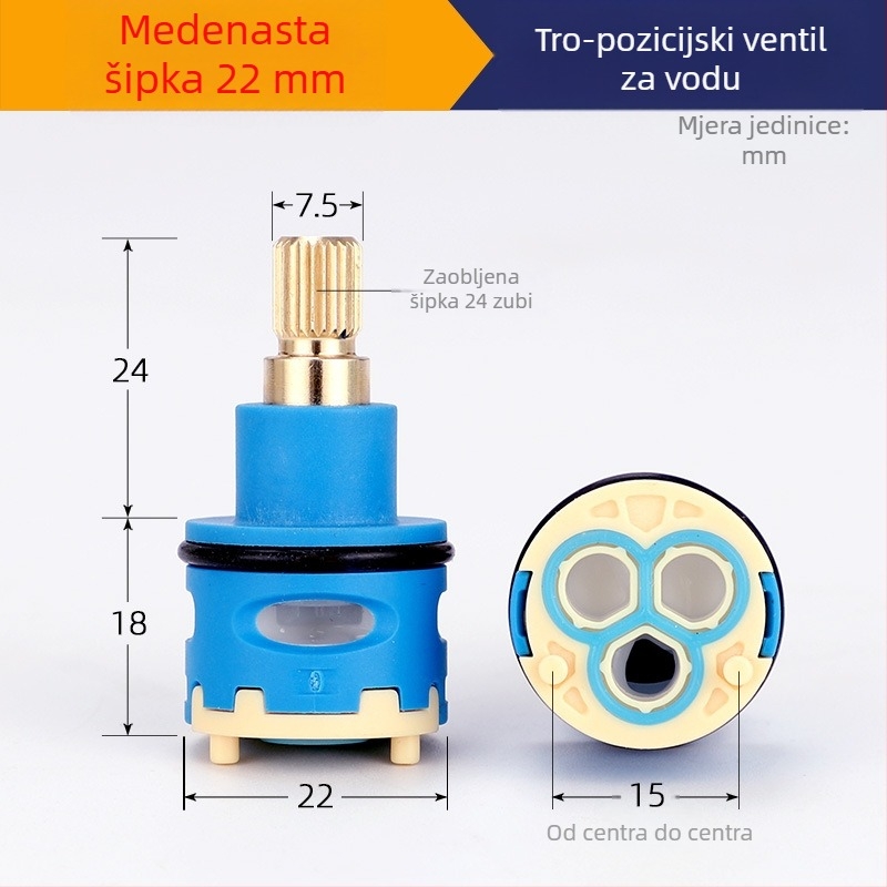 Jezgra ventila za tuš rasdjelnik – 2/3/4 stupnja miješanja tople i hladne vode, 90° okret, trajanje 3–5 godina, kompatibilan s tušem
