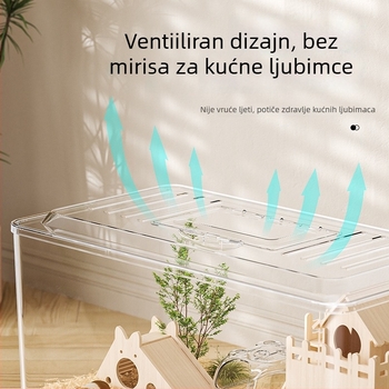 Kavez za hamstera — pravokutni plastični kavez, prozračan, vodootporan, prenosiv, jednostavan za čišćenje.