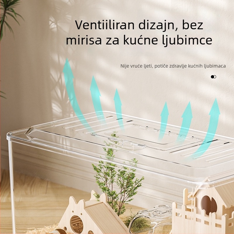 Kavez za hamstera — pravokutni plastični kavez, prozračan, vodootporan, prenosiv, jednostavan za čišćenje.