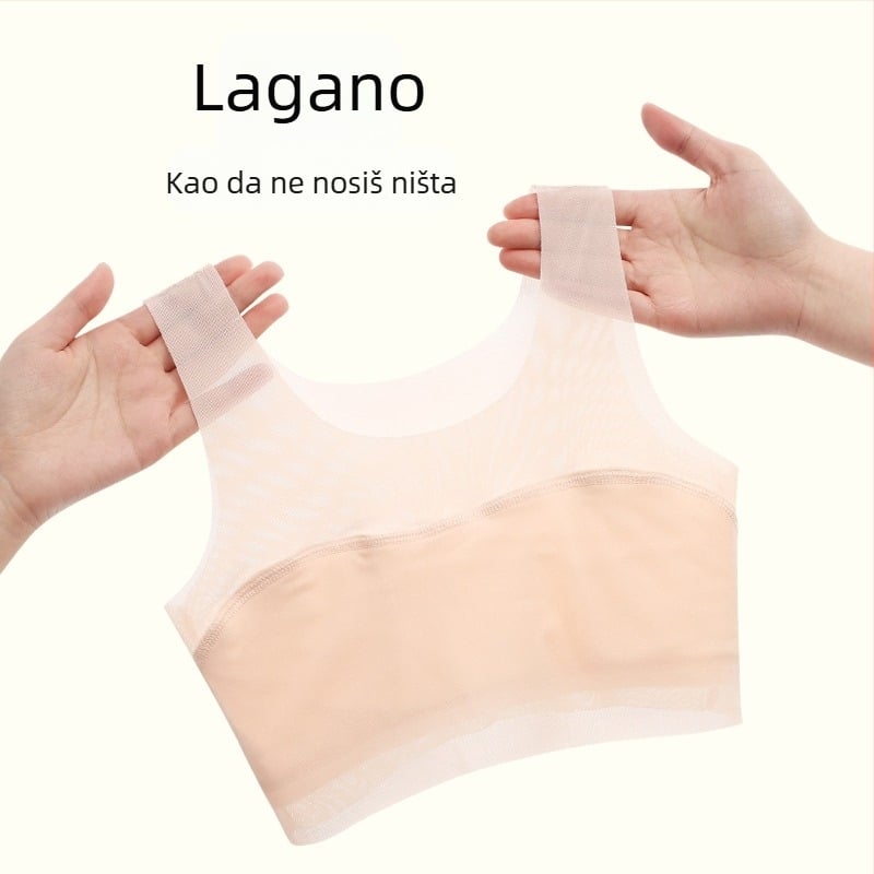 Trening grudnjak za djevojčice 9–13 godina, najlon tkanina s podstavom od spandeksa, potpuno košarice, ultra-tanki oblikovani košarice, fiksne dvostruke naramenice, prozračan i udoban.