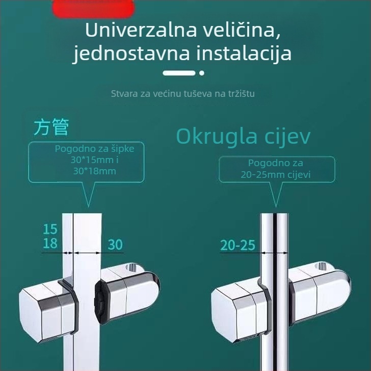 Junzhou Bez bušenja: sprchovna šipka s podesivim držačem za tuš glavu, ABS, model Jz
