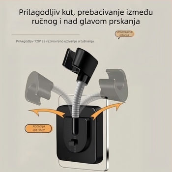 Držač tuš glave, bez bušenja, ABS materijal, univerzalni četveropunktni interfejs