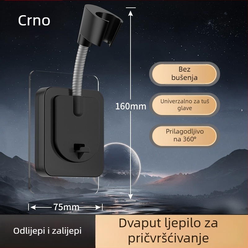 Držač tuš glave, bez bušenja, ABS materijal, univerzalni četveropunktni interfejs