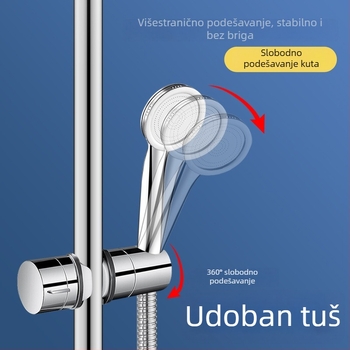 Držač za tuš bez bušenja s prilagodljivim dizajnom i kliznim umetkom – ABS, model Punch-free shower bracket sliding sleeve hanger; ugradnja kopčom, 0–100°C, 1.6 MPa
