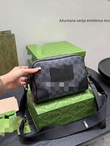 Muška crossbody torba od kože goveda, podstava od platna, stil mix-and-match, proljeće 2018
