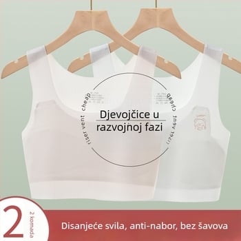 Djevojački grudnjak-vest od najlona, s punim cupom, tankim oblikovanim cupom, za djevojčice 9–13 godina, fiksne dvostruke naramenice, podstava od viskoze