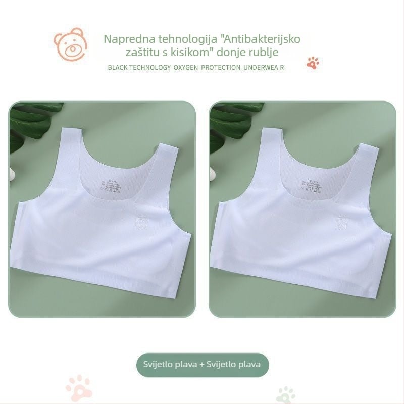 Djevojački grudnjak-vest od najlona, s punim cupom, tankim oblikovanim cupom, za djevojčice 9–13 godina, fiksne dvostruke naramenice, podstava od viskoze