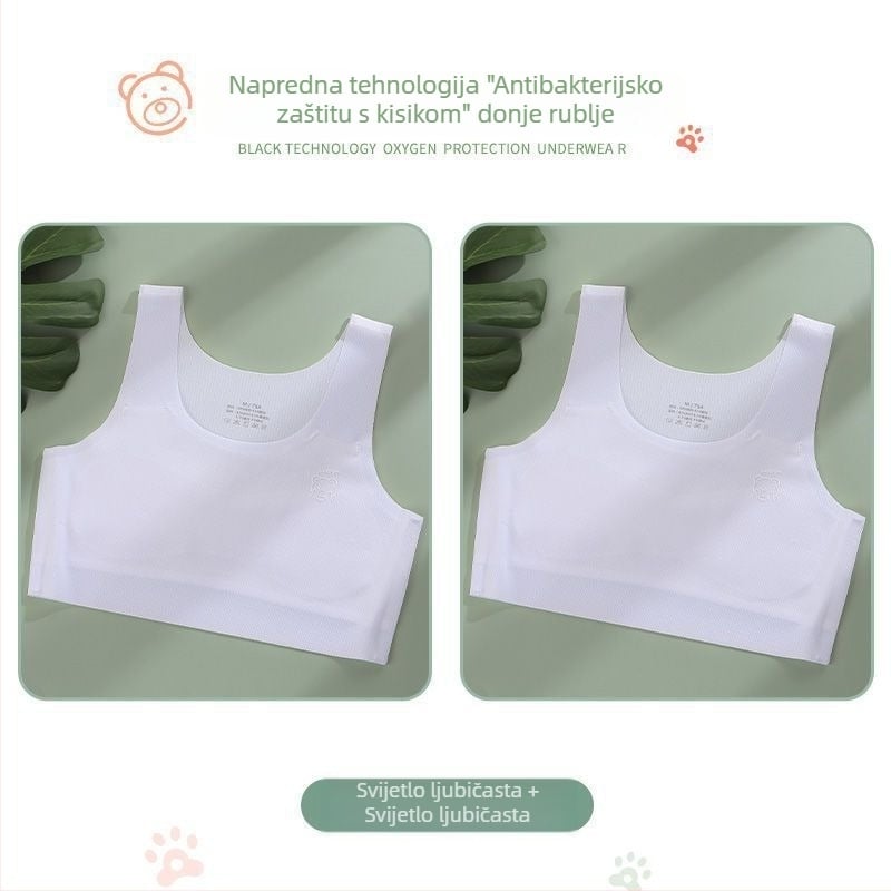 Djevojački grudnjak-vest od najlona, s punim cupom, tankim oblikovanim cupom, za djevojčice 9–13 godina, fiksne dvostruke naramenice, podstava od viskoze