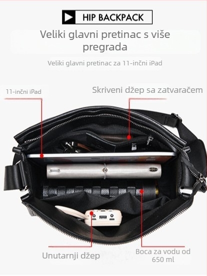 Muška torba preko ramena od kože prvog sloja, korejskog stila, za putovanja, Bonny Kangaroo