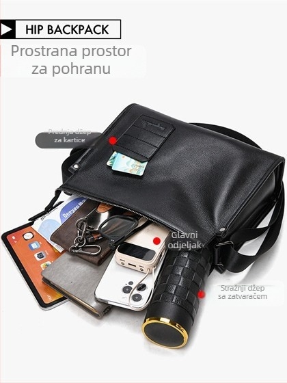 Muška torba preko ramena od kože prvog sloja, korejskog stila, za putovanja, Bonny Kangaroo