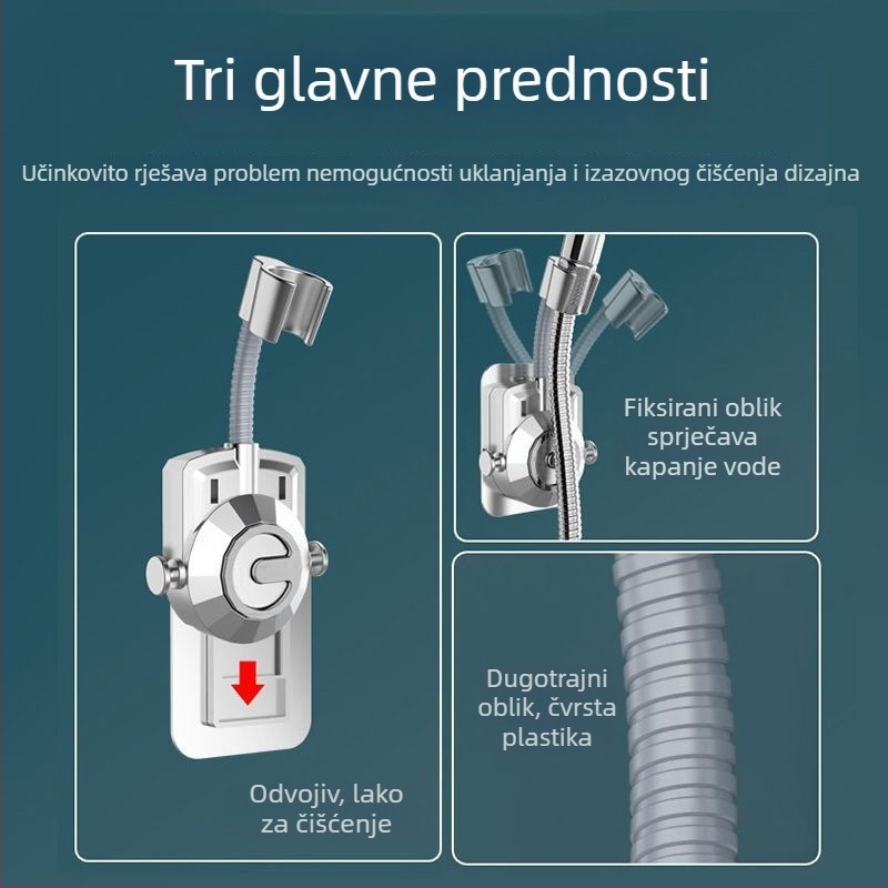 Držač za tuš glavu s postoljem (bez bušenja; ABS materijal; moderni minimalistički stil)