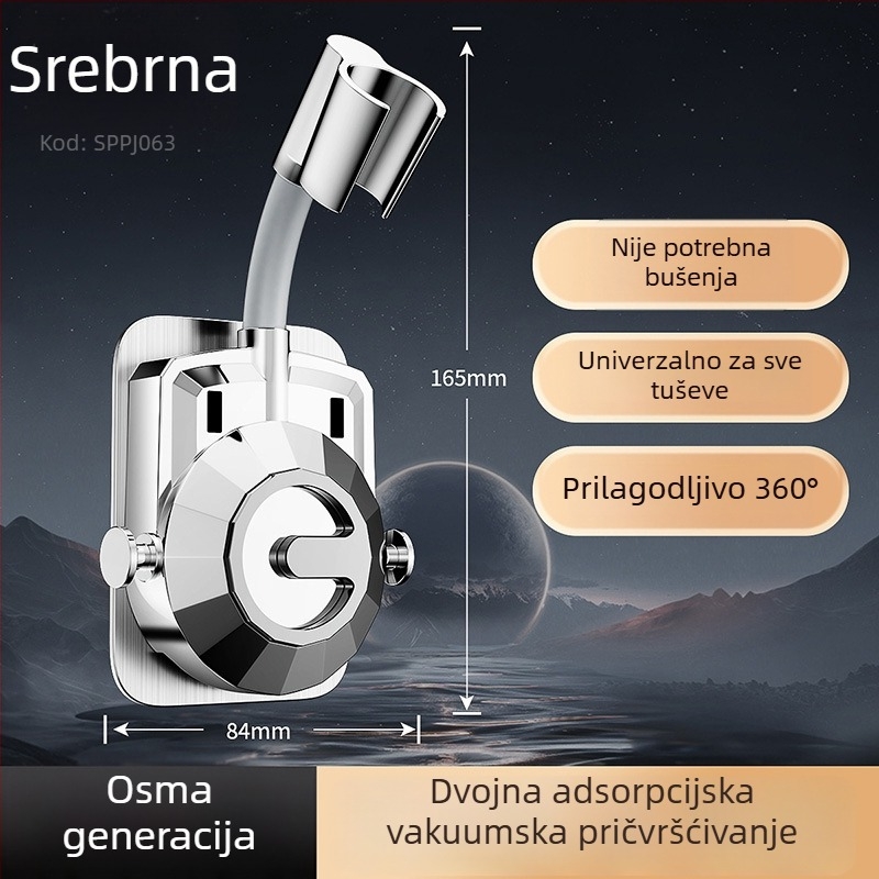Držač za tuš glavu s postoljem (bez bušenja; ABS materijal; moderni minimalistički stil)