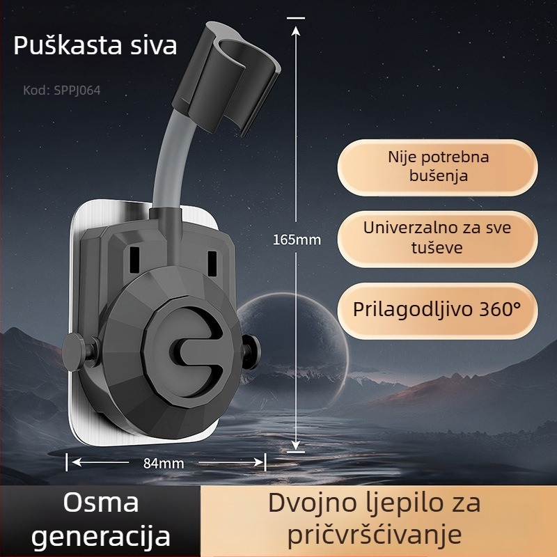 Držač za tuš glavu s postoljem (bez bušenja; ABS materijal; moderni minimalistički stil)