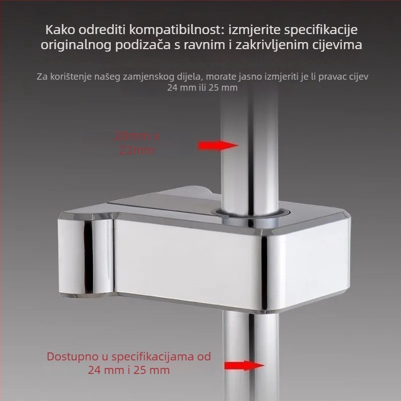 Zidni nosač za tuš s podesivim uzimanjem šipke, ABS, WATERMARK certifikat, Novi kineski stil