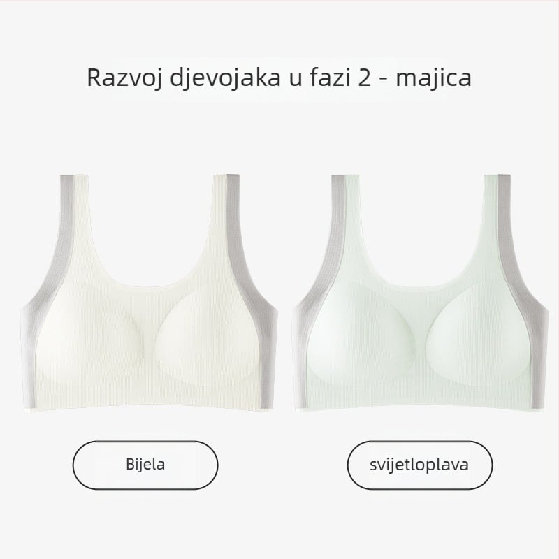 Dječji grudnjak u stilu vestice, najlon, puna košarica, tanke oblikovane košarice s pjenom, fiksne dvostruke naramenice, za dob 12–15