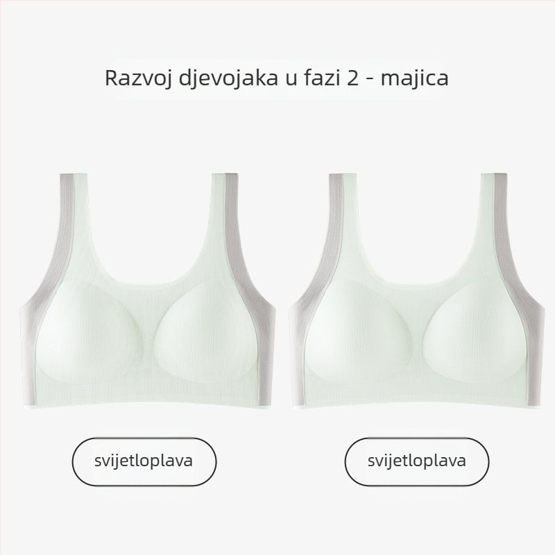 Dječji grudnjak u stilu vestice, najlon, puna košarica, tanke oblikovane košarice s pjenom, fiksne dvostruke naramenice, za dob 12–15