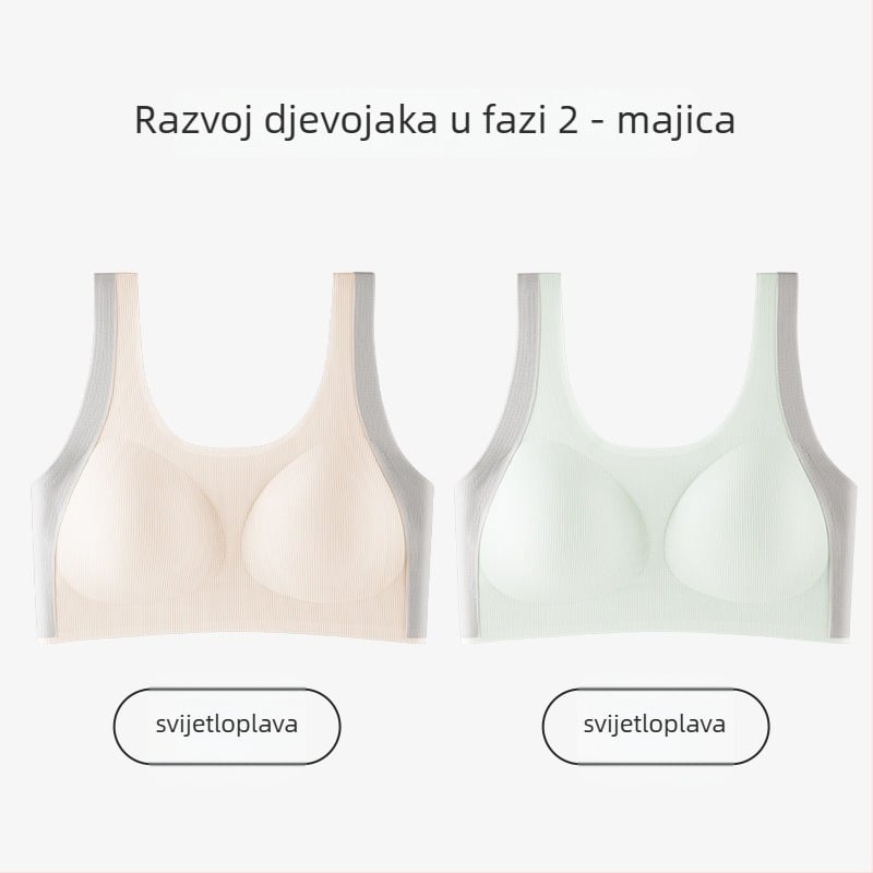 Dječji grudnjak u stilu vestice, najlon, puna košarica, tanke oblikovane košarice s pjenom, fiksne dvostruke naramenice, za dob 12–15