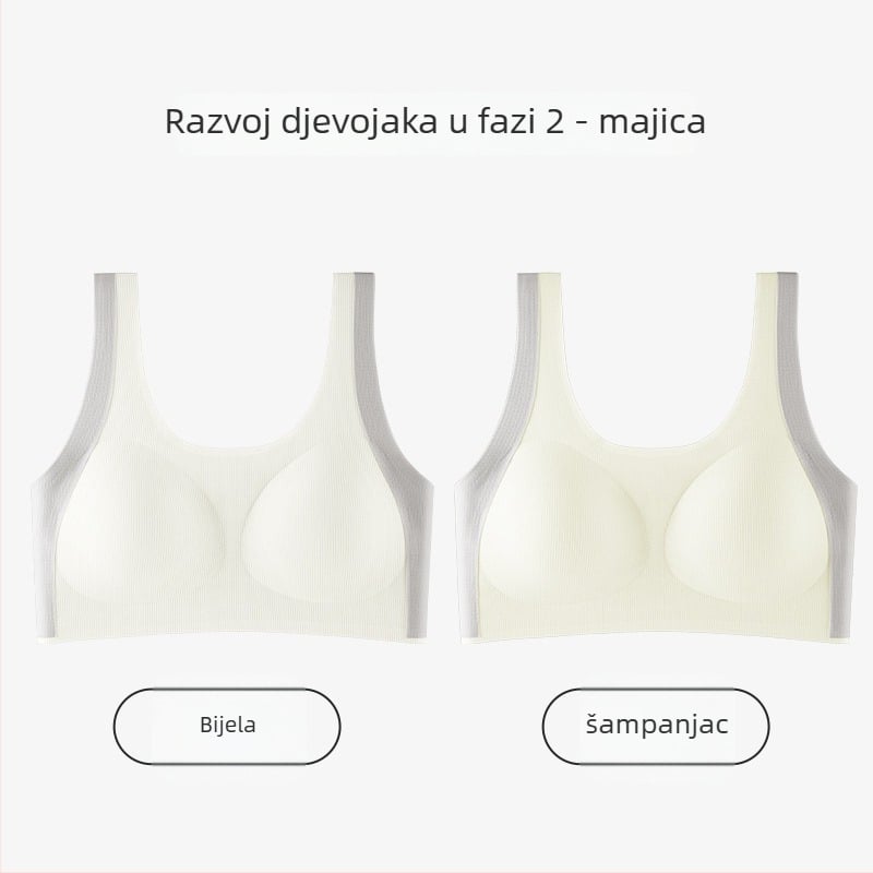 Dječji grudnjak u stilu vestice, najlon, puna košarica, tanke oblikovane košarice s pjenom, fiksne dvostruke naramenice, za dob 12–15