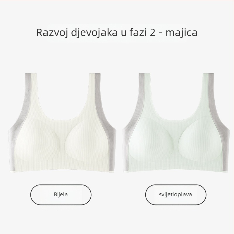 Dječji grudnjak u stilu vestice, najlon, puna košarica, tanke oblikovane košarice s pjenom, fiksne dvostruke naramenice, za dob 12–15