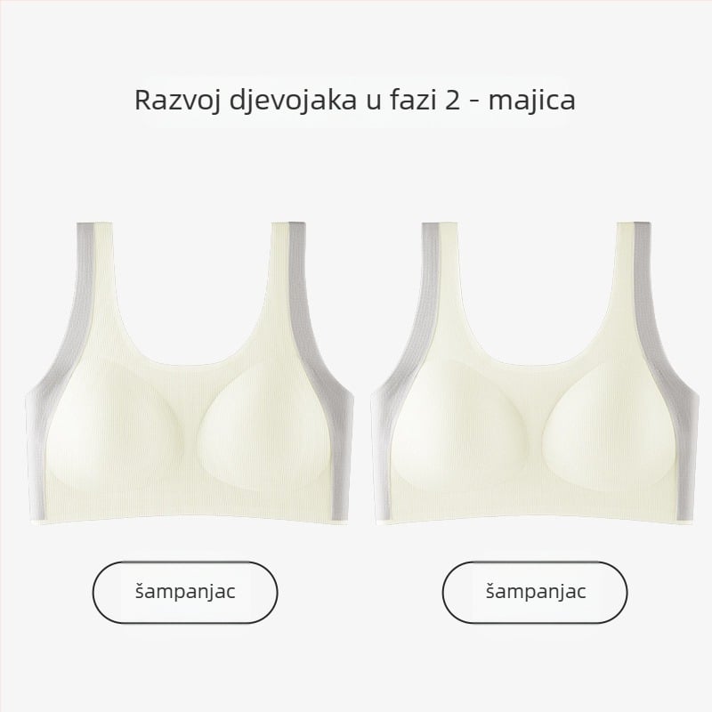 Dječji grudnjak u stilu vestice, najlon, puna košarica, tanke oblikovane košarice s pjenom, fiksne dvostruke naramenice, za dob 12–15