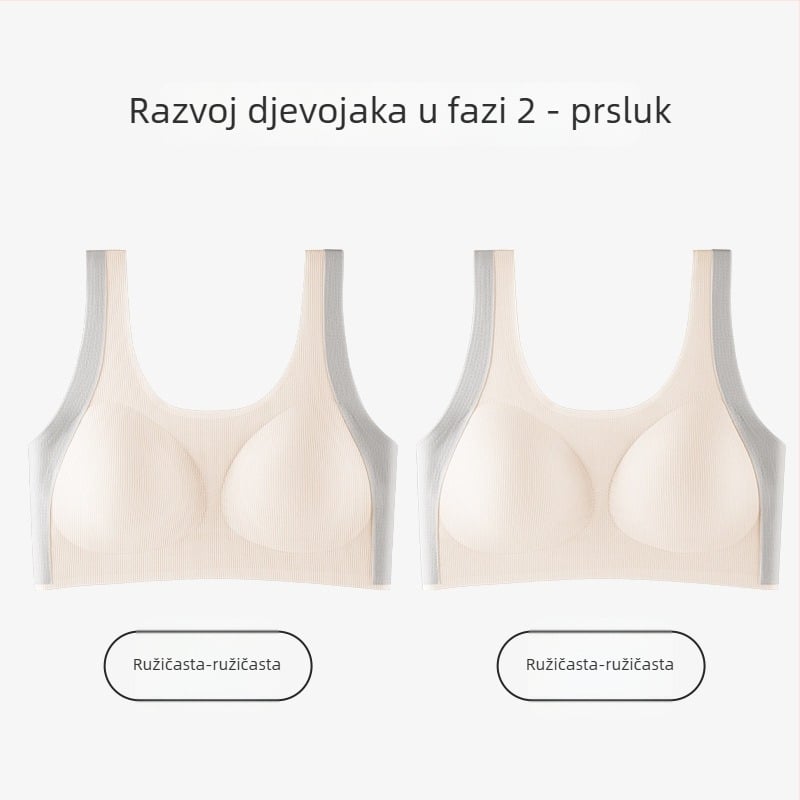 Dječji grudnjak u stilu vestice, najlon, puna košarica, tanke oblikovane košarice s pjenom, fiksne dvostruke naramenice, za dob 12–15