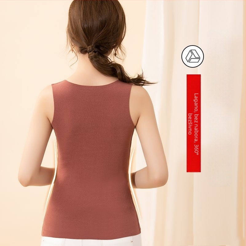 Termalna vest s vlastitim zagrijavanjem, mekani unutarnji dio, V-dekolte s čipkom, flis podstava, dvostruki sloj